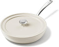 Redchef Ceramic Frying Pans Non Stick 9.5", 2.4QT Deep Saute Pan with Lid, Large Jumbo Cooker with Stay Cool Handle, Non Toxic Cooking Ceramic Pan, Induction Dishwasher Safe, PFOA & PFAS Free(Beige)