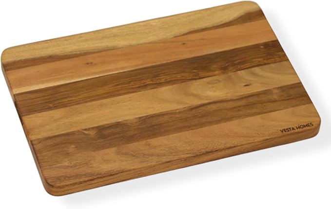 Vesta Homes Extra Large Wooden Cutting Board | 18 * 12 Inches | Chopping, Serving Board/Block for Vegetables, Fruits, Cheese and Charcuterie | Natural Acacia Wood | 1" Thick | Handcrafted in India