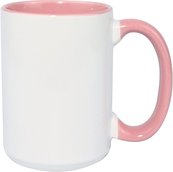 Ceramic 15oz Sublimation Coffee Mug, Pink, Case of 24