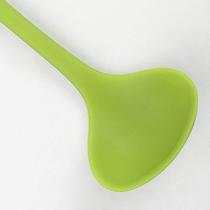 uxcell Silicone Soup Ladle Spoon 11.6 Inch Length Heat Resistant to 450°F One Piece Design Restaurant Kitchen Cooking Utensil for Serving Soup Light Green