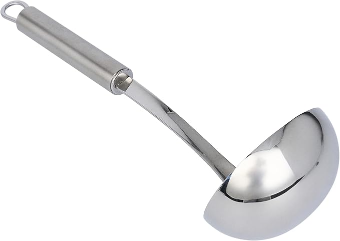 Ladle 1 Pack 11.4 Inch Serving Ladle with Deep Bowl Ergonomic Handle Precision Pouring Durable Stainless Steel Silver Utensil For Soups, Gravies, Buffet Use