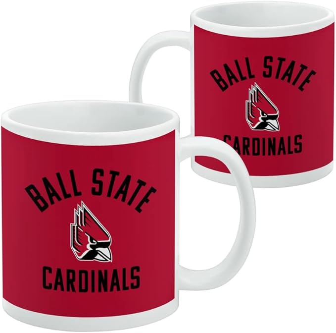 Ball State Cardinals Logo Ceramic Coffee Mug, Novelty Gift Mugs for Coffee, Tea and Hot Drinks, 11oz, White