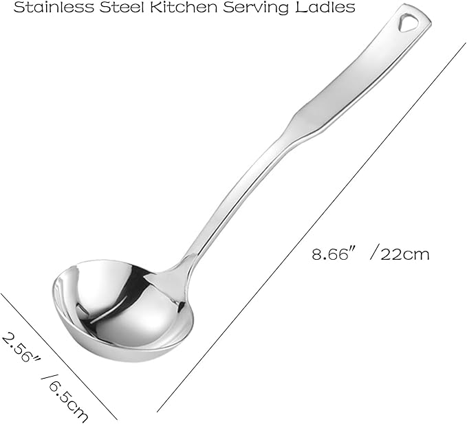 Small Ladle Gravy Ladle 304 Stainless Steel Sauce Soup Spoon for Gravies and Sauces or Salad Dressing, Silver (2 Pieces)