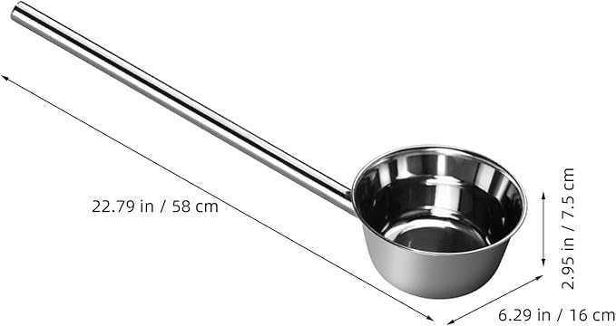 Vaguelly 1pc 58cm Long Handle Water Ladle, Stainless Steel Garden Watering Dipper Large Water Ladle Soup Spoon Oil Spoon Kitchen Ladle