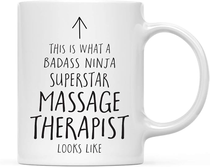 Andaz Press Funny 11oz. Ceramic Coffee Tea Mug Gift, This is What a Badass Ninja Superstar Massage Therapist Looks Like, 1-Pack, Birthday Christmas Gift Ideas Coworker