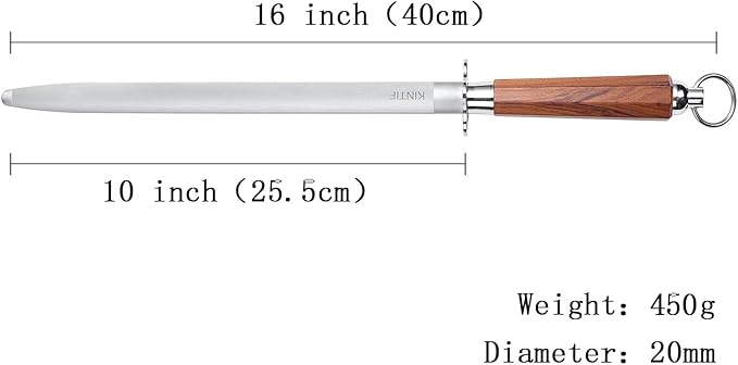 Sharpening Steel 10 inch Professional Honing Rod Knife Sharpener, Fine Lines, High hardness, Flat Knife Honing Steel