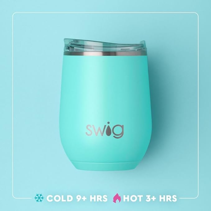 Swig Life 12oz Wine Tumbler with Lid, Stainless Steel, Dishwasher Safe, Portable, Triple Insulated Wine Tumbler (Shimmer Periwinkle)