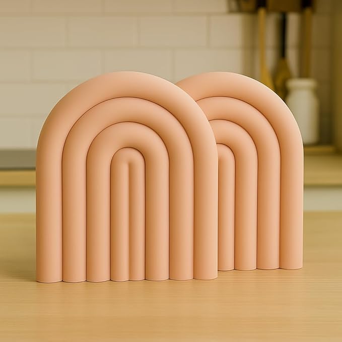 Silicone Trivets for Hot Dishes – Heat-Resistant, Non-Slip Pot Holders for Kitchen & Coasters – Durable Hot Pads for Pots, Pans, Baking Dishes & Kitchen Appliances (Lotus Pink - 2pcs)