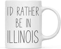 Andaz Press U.S. State 11oz. Coffee Mug Gift, I'd Rather Be in Illinois, 1-Pack, Long Distance College Going Away Study Abroad Birthday Christmas Gifts