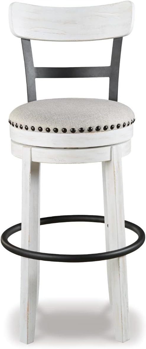 Signature Design by Ashley Valebeck 30" Modern Swivel Pub Height Barstool, Whitewash