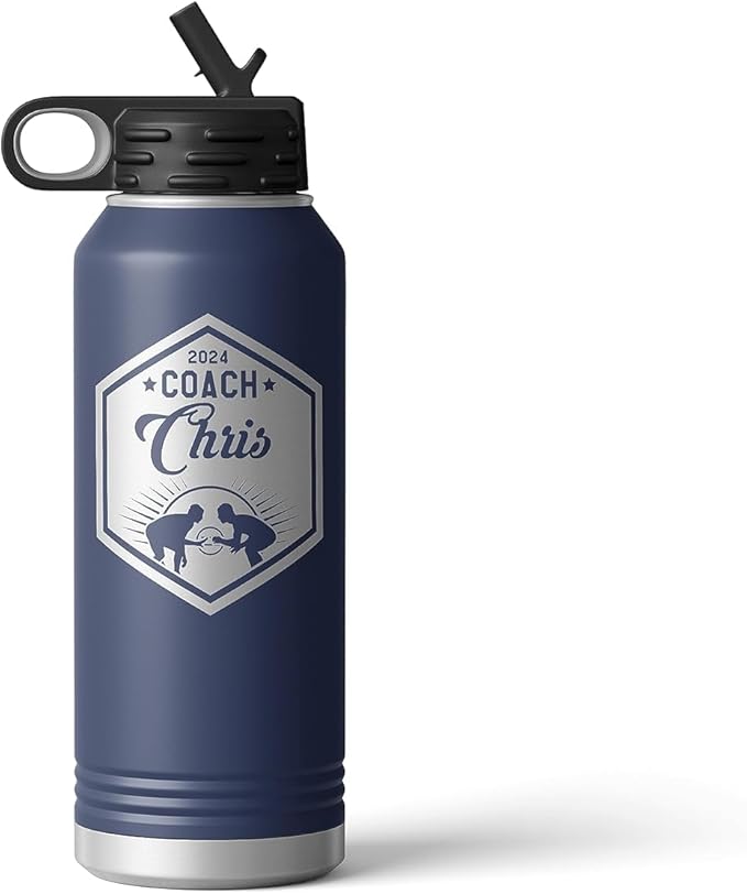 Wrestling Coach gifts, Tumbler, Coach tumbler, Wrestling gifts, Coach Beer glass, Coach gift, Coach gifts, Wrestling Coach (Wrestling Hexagon, Navy, 32oz Water Bottle)