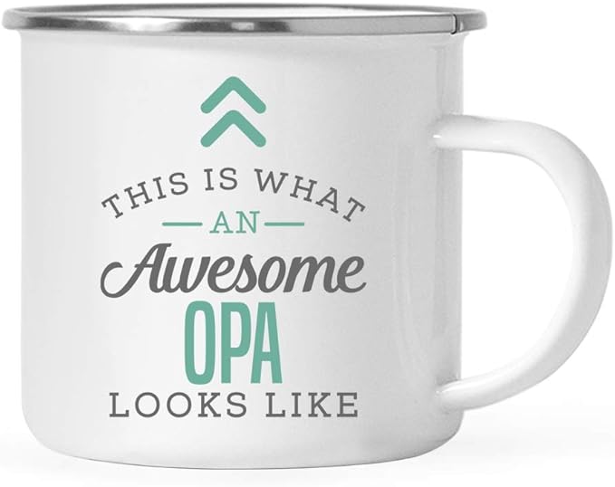 Andaz Press 11oz. Stainless Steel Campfire Coffee Mug, Awesome Opa Look, 1-Pack, Birthday Gift Ideas, Includes Gift Box