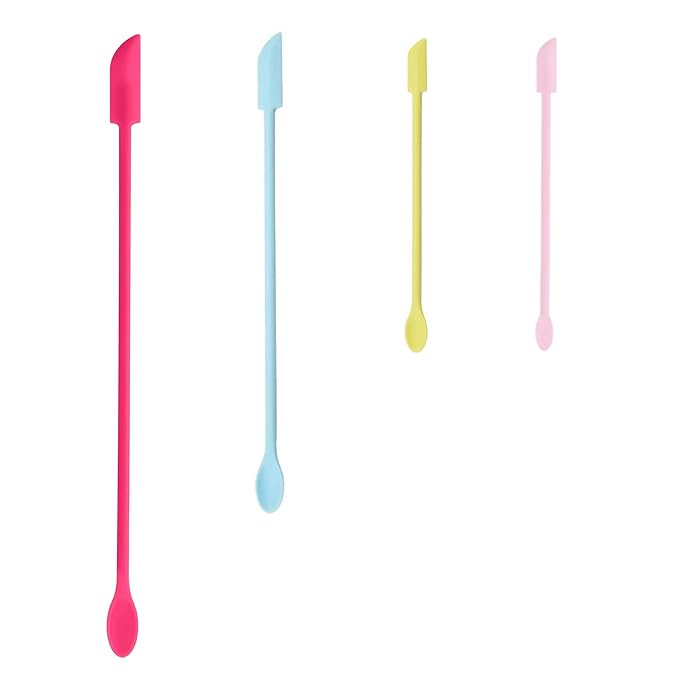 Mini Spatula Silicone Spatula Set, 4pcs Small Makeup Scrapers for Cosmetics, Reusable Beauty Tiny Tools, Thin Jar Scraper, Get Last of Makeup Out