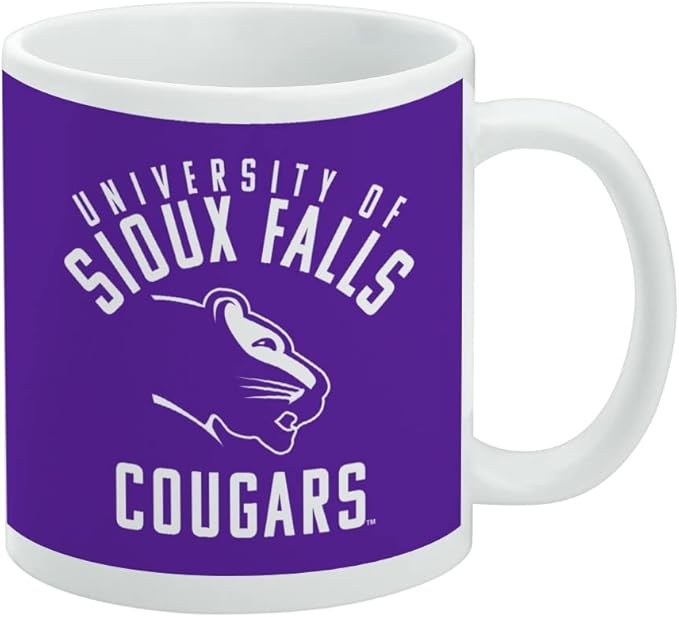 University of Sioux Falls Cougars Logo Ceramic Coffee Mug, Novelty Gift Mugs for Coffee, Tea and Hot Drinks, 11oz, White