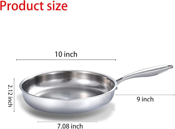 DELARLO Tri-Ply Stainless Steel Skillet, 9 inch Frying Pan, All Stove Compatible Up to 600℉, Fast Even Heat, Steak Pan, Heavy Duty Omelette Pan, Kitchen Small Egg Frying Pan 9in