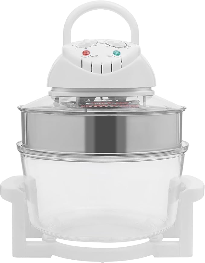 17L/17.96Qt Turbo Electric Glass Air Fryer w/ 2 Grill, Electric Turbo Convection Oven Roaste, 360° Viewable Airy Fryer with Expansion Ring, Multifunction Oilless Halogen Oven
