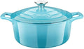 La Cuisine Enameled Cast Iron Dutch Oven Casserole Dish Pot with Lid, 2.1 QT 7.8" /20cm Dia. Internal Matte Black Enamel Coating, 2-tone Teal Enamel Exterior, Oven Safe up to 500° F for bread baking