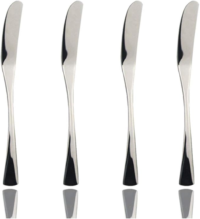JASHII 18/10 Stainless Steel 4 Piece Mirror Polished Silver Butter Knife Bagels Cheese Knife Silverware Server Utensil Set