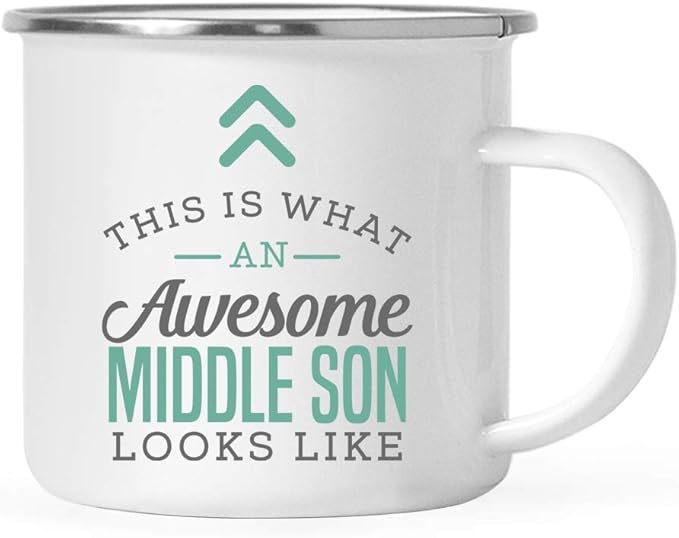 Andaz Press 11oz. Stainless Steel Campfire Coffee Mug Gift, This is What an Awesome Middle Son Looks Like, 1-Pack, Birthday Gift Ideas Coworker Him Her, Includes Gift Box