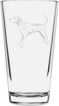 English Coonhound (Redtick) Dog Themed Etched All Purpose 16oz Pint Glass