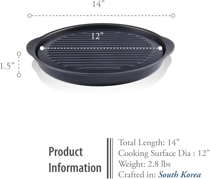 TECHEF - TRUE GRILL PAN - Stovetop Nonstick Indoor/Outdoor Smokeless BBQ Grill Set, including a Grill Plate and Alumium Drip Tray