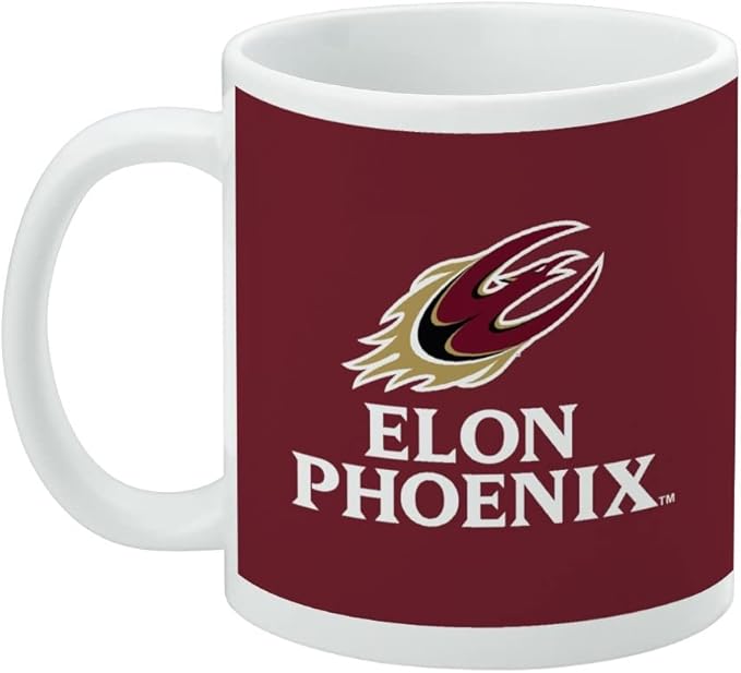 Elon University Phoenix Logo Ceramic Coffee Mug, Novelty Gift Mugs for Coffee, Tea and Hot Drinks, 11oz, White