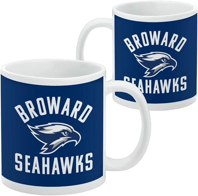 Broward College Seahawks Logo Ceramic Coffee Mug, Novelty Gift Mugs for Coffee, Tea and Hot Drinks, 11oz, White