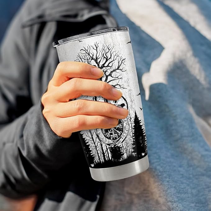 Viking Tumbler 20oz Stainless Steel Insulated Coffee Travel Mug Cup Viking Gifts for Men Husband Dad on Birthday Christmas Fathers Day