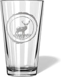 Duck Hunting Gifts for Hunters and Outdoorsman Mallard Whiskey Glass with Coaster Rustic Décor for Mountain Cabin Lake House Beer Pint Glass Fishing Fisherman Dad (Deer, Single Pint Glass)