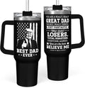 wowcugi Best Dad Ever Tumbler with Handle 40oz, Trump Dad Gifts for Birthday Christmas Fathers Day, Gift for Dads from Daughter Son