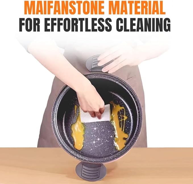  Multifunctional Large Capacity Non-stick Pressure Cooker, Pressure Cooker 8 Qt, Versatile Micro-Pressure Cooking Pot, Visible Transparent Glass Cover, Anti-Scalding Handle (Orange)