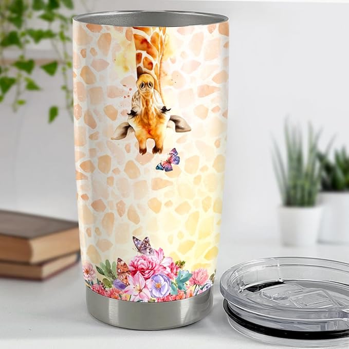 SANDJEST Giraffe Tumbler 20oz Stainless Steel Insulated Tumblers Coffee Travel Mug Cup Giraffe Gifts for Women Girls Teen Gift for Birthday Christmas