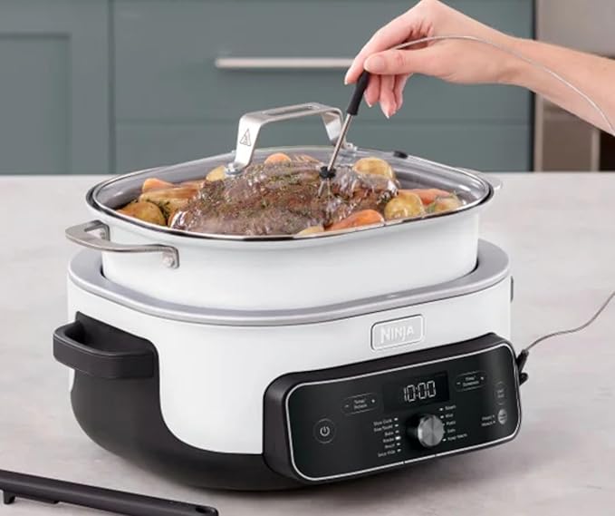 Ninja Foodi PossibleCooker PRO Plus, 8.5 Qt Multi-Cooker with Smart Thermometer, 8-in-1 Smart Cook System, Custom Temperature Control (white)