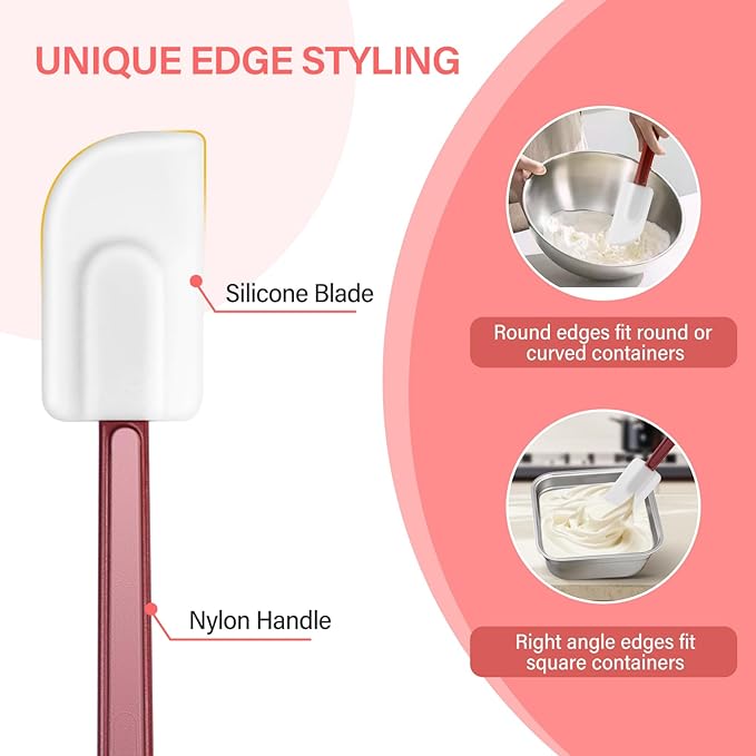 10 PCS Heat Resistant Rubber Silicone Spatula - 10 Inch Commercial Rubber Scraper for Kitchen Use Cooking Baking Mixing, Non Stick Food Scraper Baking Spatula with Sturdy Handle, Dishwasher Safe