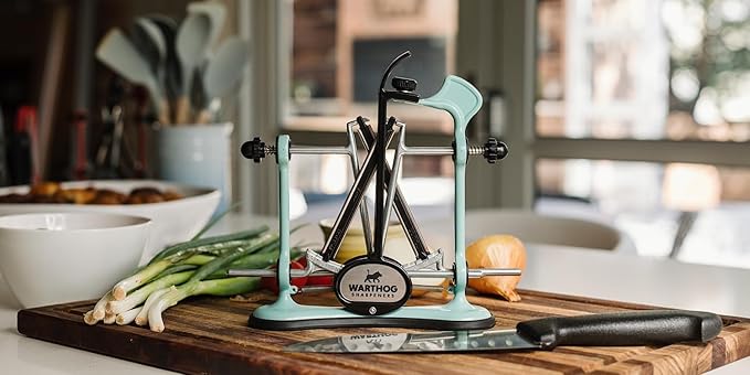 Warthog V-Sharp A4 Knife Sharpener, Ideal for Home Cooks, Fishermen, Hunters, Diamond Rods, Adjustable Angles, Metal Frame