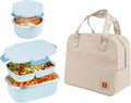 Insulated Bento Box with Thermo, 18/8 Stainless Steel Lunch Box, Bento Box for Adults and Kids with PP5 Containers, Food Containers with Bag for Office or School, Blue