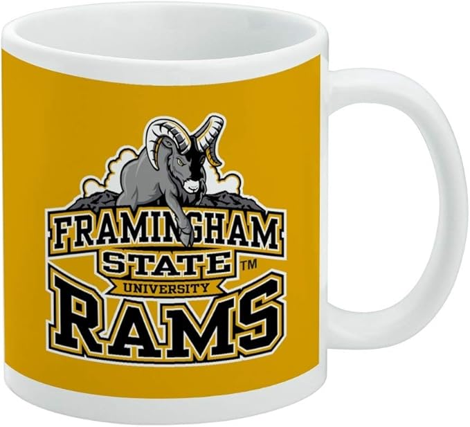 Framingham State Rams Logo Ceramic Coffee Mug, Novelty Gift Mugs for Coffee, Tea and Hot Drinks, 11oz, White