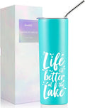 Onebttl Lake House Gifts for Women, 20oz Stainless Steel Insulated Tumbler, Housewarming Gifts for Lake Lovers - Teal, Life is Better at the Lake
