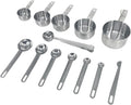 Stainless Steel Measuring Spoons and Cups Set with Clip set of 13, Including 5 Measuring Cups,6 Measuring Spoons, and Spoon Clip, Durable and Perfect for Baking and Cooking