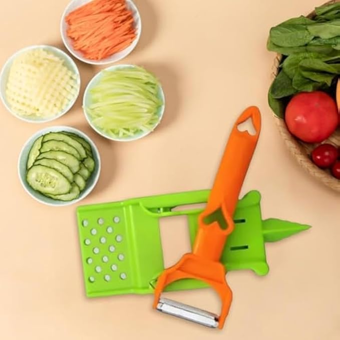 Pelador Multifuncional 2-En-1, Pelador De Papas, Multi Cutter and Julienne Set with Grating Plate, Single Blade Peeler + Lemon Squeezer + Potato Spiralizer, Kitchenware Set for Fruit,Vegetable (2PCS)