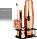 5 Piece Cocktail Shaker Bartender Kit: 750/600ml(25/20oz) Cocktail Shaker Set with Stand, Drink Mixing Includes Martini Shaker,Strainer,Jigger,Bar Mixer Spoon,Muddler Bar Tool Set (Rose Copper)