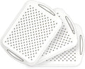 17.7" x 12.5" Anti-Slip Serving Trays with Handles, 3 Pcs X-Large Rectangular Food Serving Tray for Lap, Reusable and Durable Breakfast Tray, White