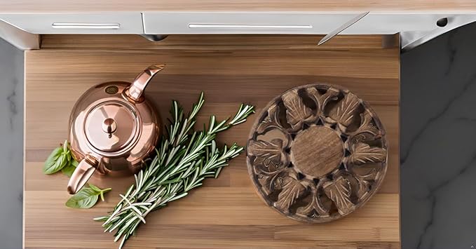 Handmade Wooden Trivet For Hot Dishes Plates & Pots Holder Hot Pad For Kitchen & Dining Table Decor Cookware Heat Resistant Rustic Decorative Carvings Tabletop Home & Dining Table Essentials (Antique)