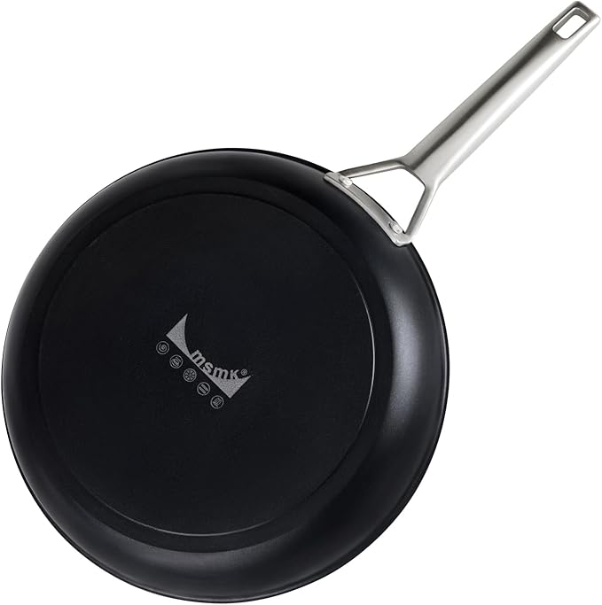 MsMk 10 Inch Frying Pan Nonstick with Lid, Titanium and Diamond Non Stick Coating From USA, PFAS & PFOA Free Non-Toxic, Scratch-resistant, for Induction, Ceramic and Gas Cooktops, Oven Safe