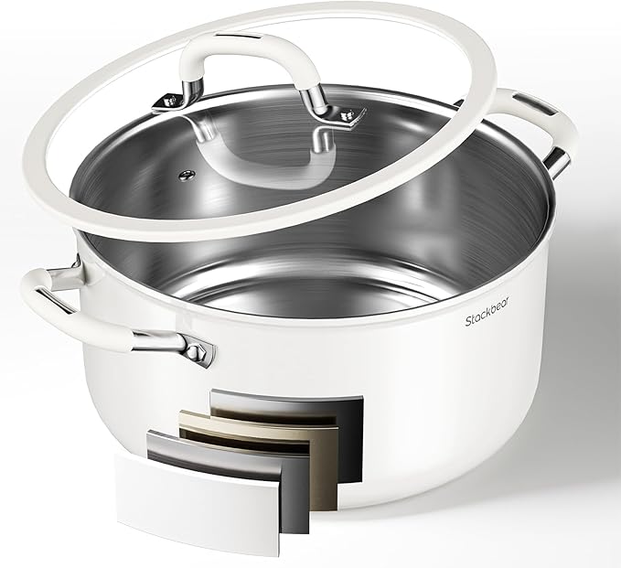 Stockpot 8 Quart, Tri-Ply 18/10 Stainless Steel Stock Pot with Lid, Induction Ready Cooking Pot for All Cooktops, Dishwasher Safe Soup Pot for Kitchen, Home, Gift for Cooker Mom and Dad