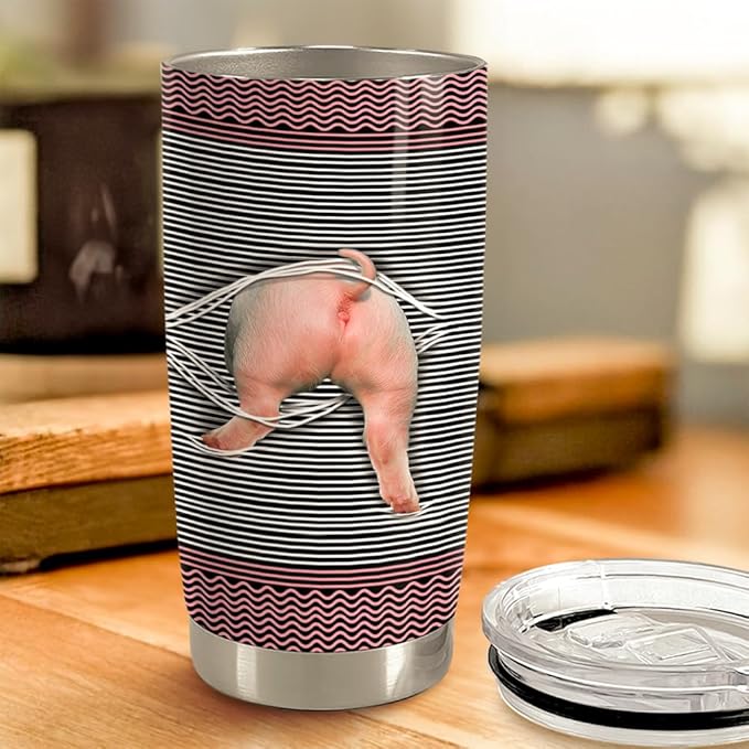Pig Tumbler 20oz Stainless Steel Insulated Coffee Travel Mug Cup for Women Girls Pig Gifts for Birthday Christmas Mothers Day