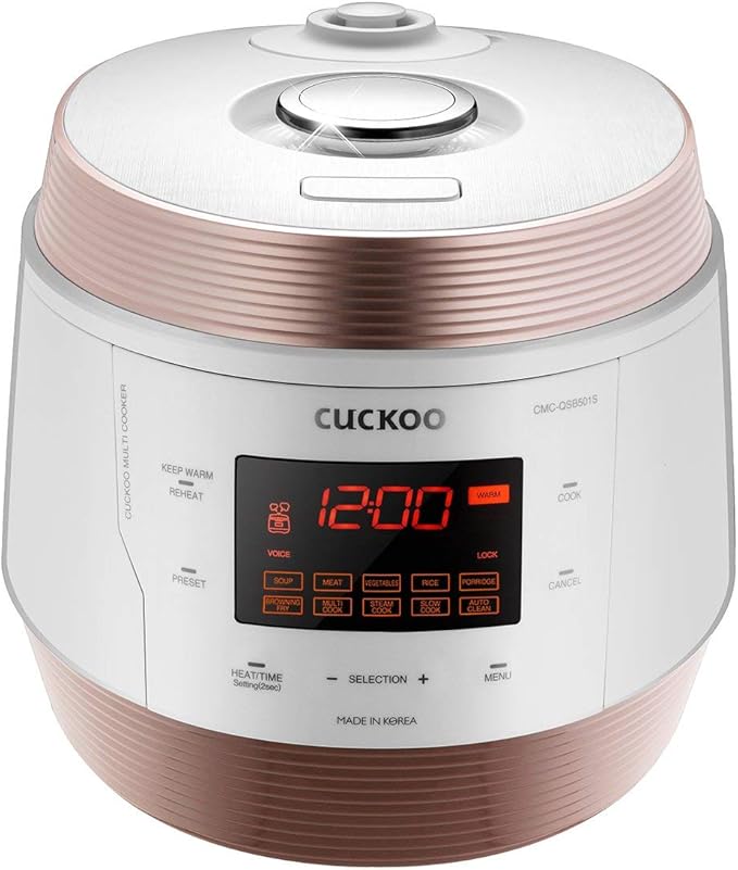 CUCKOO Electric Pressure Cooker 5QT, Versatile Slow Cooker with 10 Menu Options, High Pressure Food Steamer for Cooking, Instant Multicooker with Stainless Steel Non-Stick Inner Pot (CMC-QSB501S)
