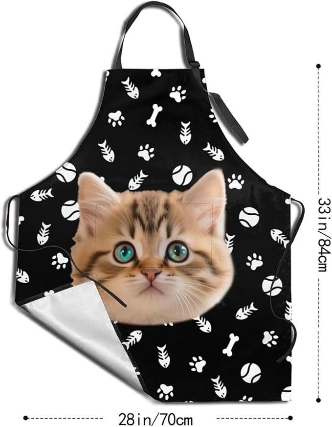 Custom Dog Face Apron for Men Women, Personalized Photo Bib Apron with Pockets, Customized Chef Aprons