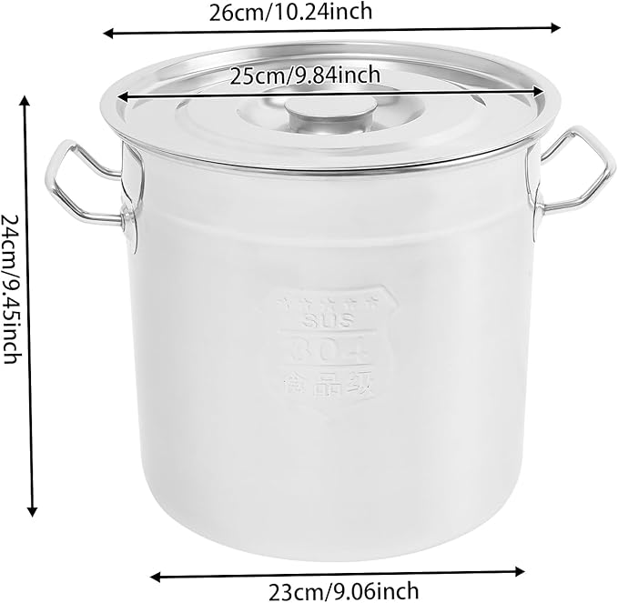 12L/22.2Qt Commercial Large Stock Pot with Lid,Nickel Free Stainless Steel Cookware Healthy Polished Stockpots, Induction Soup Pot for Cooking Home Use