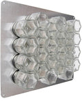 Gneiss Spice DIY Wall Hanging Magnetic Spice Rack (24 Small Jars, Silver Lids, 20x10 Stainless Plate)